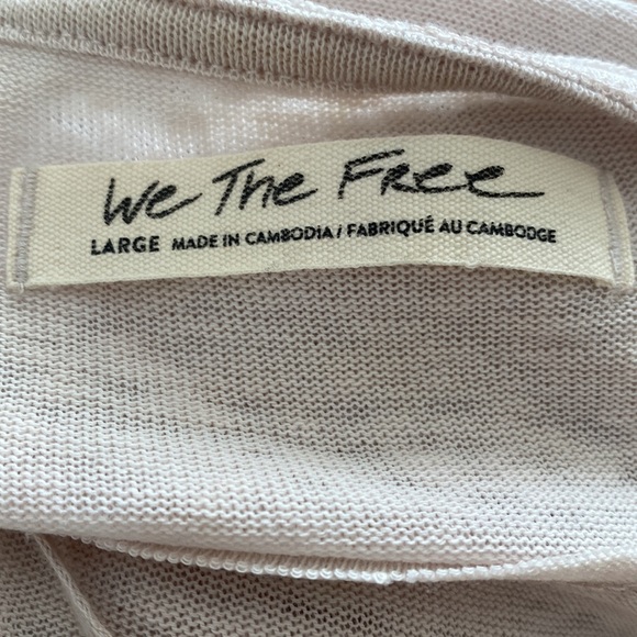 Free People Morgan Henley Top slouchy off shoulder Shirt buttons cream beige L - Picture 8 of 11